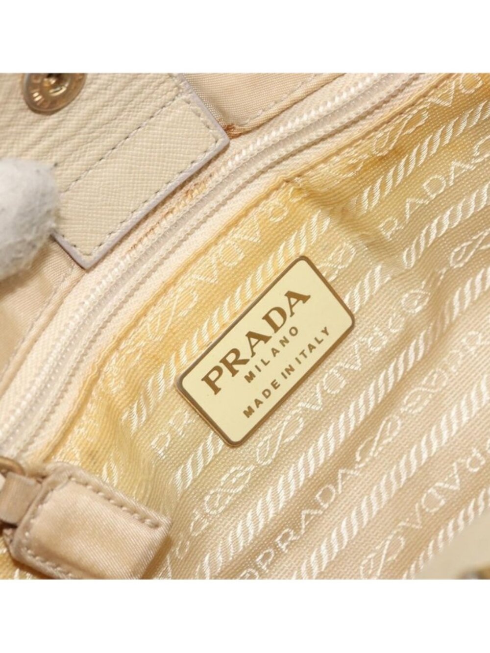 Authentic PRADA Chain Shoulder Bag Nylon Beige Gold - Picture 3 of 16